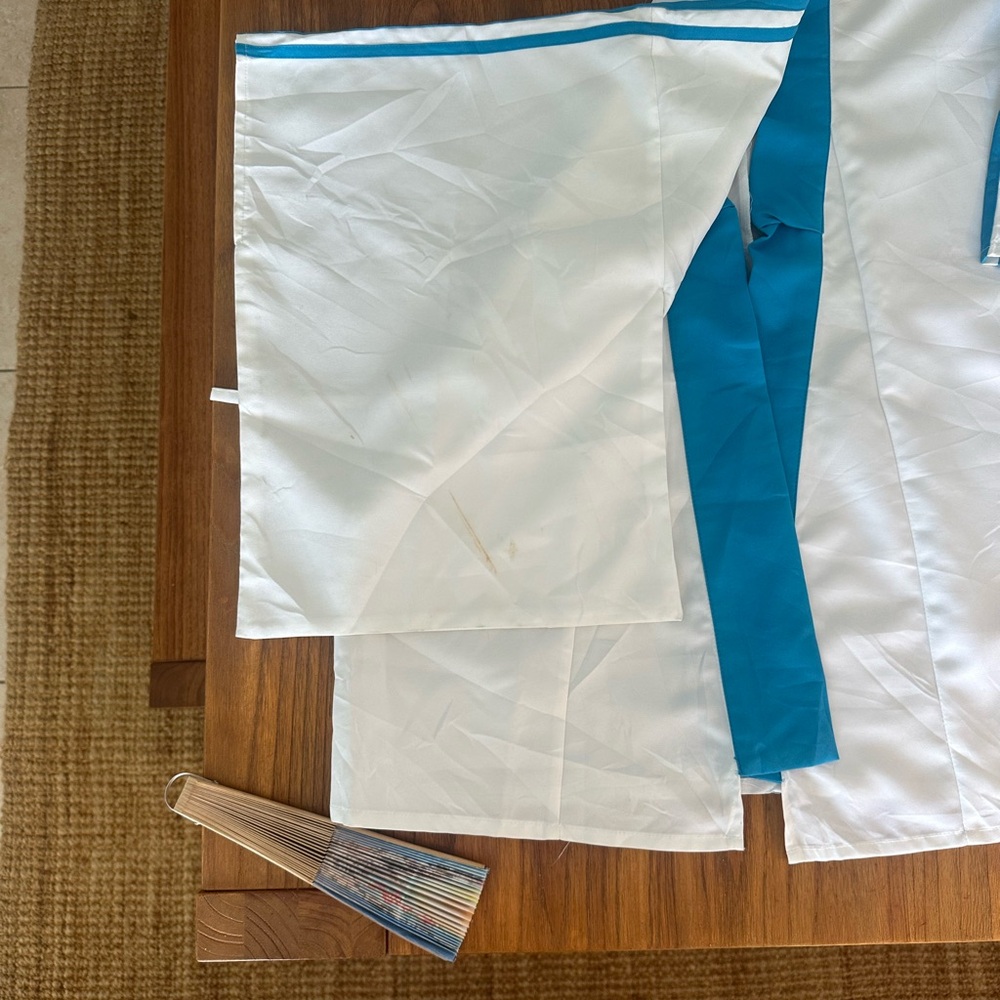 White Kimono Adidas Jacket with Teal Trim - Picture 15 of 16